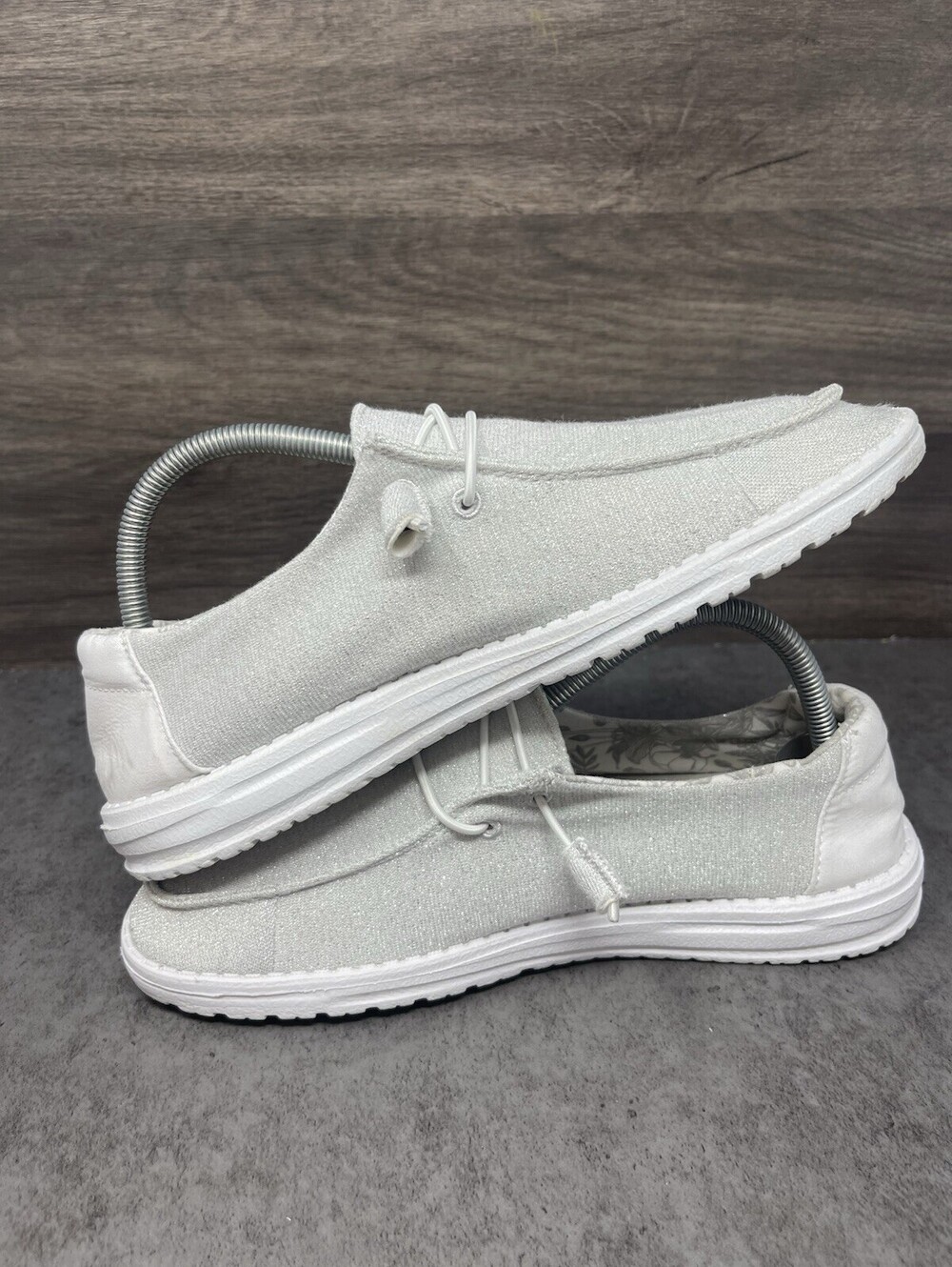 Hey Dude Wendy Sparkling White Shoes Womens Size 9 Slip On Comfort - Picture 7 of 10